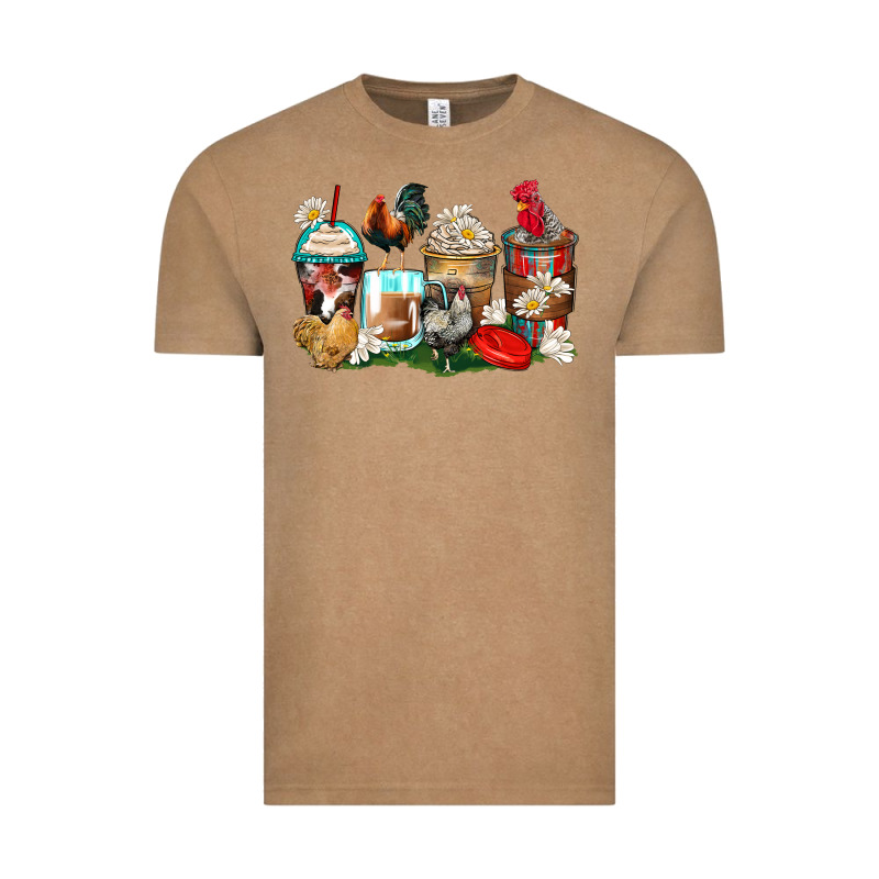 Rooster Coffee Cups Vintage Tee by Zillion Design Studio | Teevron