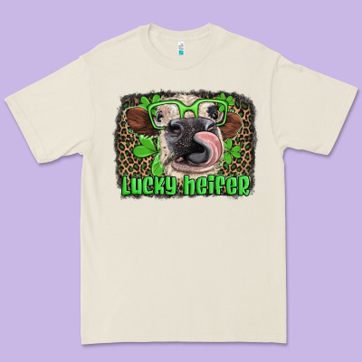 Lucky Heifer With Glasses St Patricks Premium Tee Designed By Artiststas