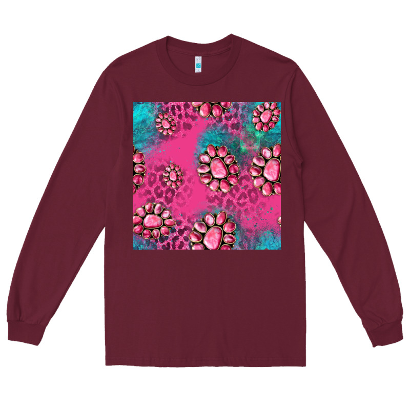 Pink Turquoise Gemstoes Seamless Pattern Long Sleeve Tee by HRA Design Shop | Teevron