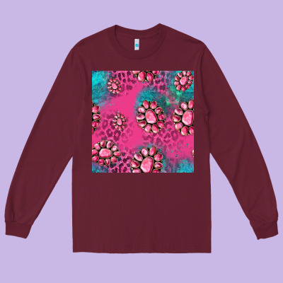 Pink Turquoise Gemstoes Seamless Pattern Long Sleeve Tee Designed By Hra Design Shop