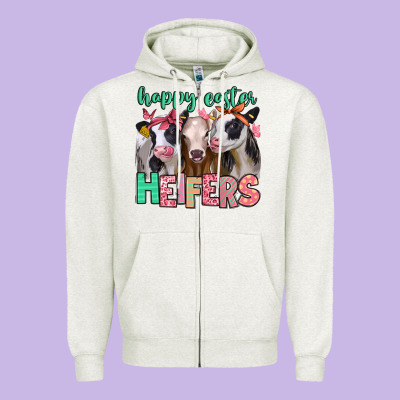 Happy Easter Heifers Zipper Hoodie Designed By Jasminsmagicworld