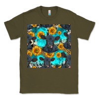 Army Green black angus and sunflowers seamless pattern Classic Tee - HRA Design Shop