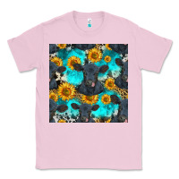 Bubblegum Pink black angus and sunflowers seamless pattern Classic Tee - HRA Design Shop