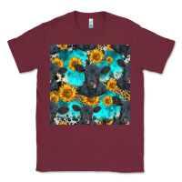 Burgundy black angus and sunflowers seamless pattern Classic Tee - HRA Design Shop
