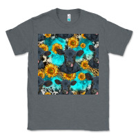 Charcoal Heather black angus and sunflowers seamless pattern Classic Tee - HRA Design Shop