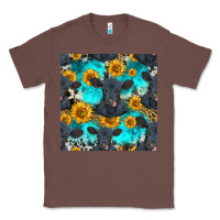 Chestnut black angus and sunflowers seamless pattern Classic Tee - HRA Design Shop