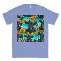 Colony Blue black angus and sunflowers seamless pattern Classic Tee - HRA Design Shop