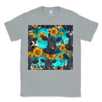 Heather Grey black angus and sunflowers seamless pattern Classic Tee - HRA Design Shop
