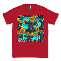 Red black angus and sunflowers seamless pattern Classic Tee - HRA Design Shop