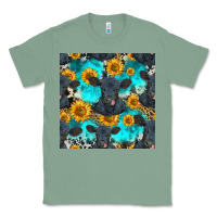 Sage black angus and sunflowers seamless pattern Classic Tee - HRA Design Shop