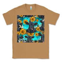 Toasted Coconut black angus and sunflowers seamless pattern Classic Tee - HRA Design Shop