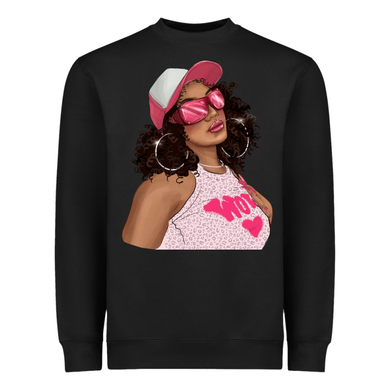 Pink Sunglasses Afro Black Girl Heavyweight Sweatshirt by texasbilliewilder | Teevron