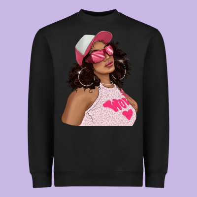 Heavyweight Sweatshirt pink sunglasses afro black girl