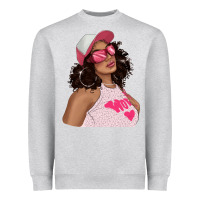 Heather Grey pink sunglasses afro black girl Heavyweight Sweatshirt - texasbilliewilder