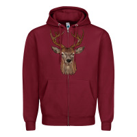 Burgundy deer Zipper Hoodie - JahusDesignShop