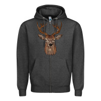 Charcoal Heather deer Zipper Hoodie - JahusDesignShop