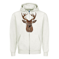 Oatmeal Heather deer Zipper Hoodie - JahusDesignShop