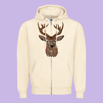 Deer Zipper Hoodie Designed By Jahusdesignshop