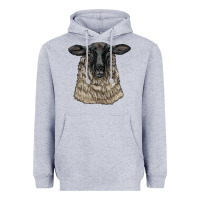 Heather Grey Suffolk Sheep Head Heavyweight Hoodie - LillyAllenDesigns