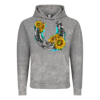 Cloud Rock horseshoe cowhide and sunflowers Vintage Hoodie - texasbilliewilder