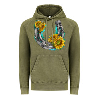 Vintage Olive horseshoe cowhide and sunflowers Vintage Hoodie - texasbilliewilder