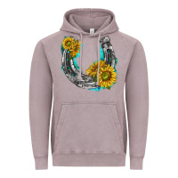 Vintage Zinc horseshoe cowhide and sunflowers Vintage Hoodie - texasbilliewilder