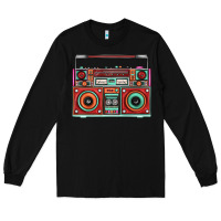 Black Boombox Long Sleeve Tee - FaDigitalArtStudio