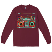 Burgundy Boombox Long Sleeve Tee - FaDigitalArtStudio