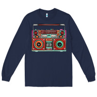 Navy Boombox Long Sleeve Tee - FaDigitalArtStudio