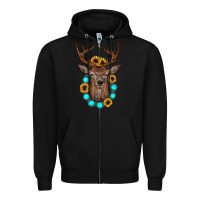 Black deer gemstone sunflower Zipper Hoodie - JahusDesignShop