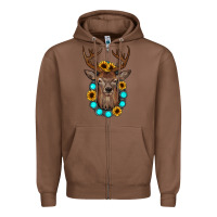 Chestnut deer gemstone sunflower Zipper Hoodie - JahusDesignShop