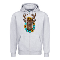 Heather Grey deer gemstone sunflower Zipper Hoodie - JahusDesignShop