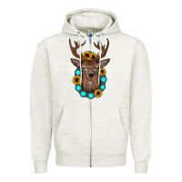 Oatmeal Heather deer gemstone sunflower Zipper Hoodie - JahusDesignShop