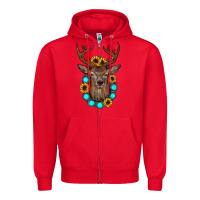 Red deer gemstone sunflower Zipper Hoodie - JahusDesignShop