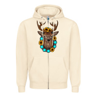 Deer Gemstone Sunflower Zipper Hoodie | Teevron
