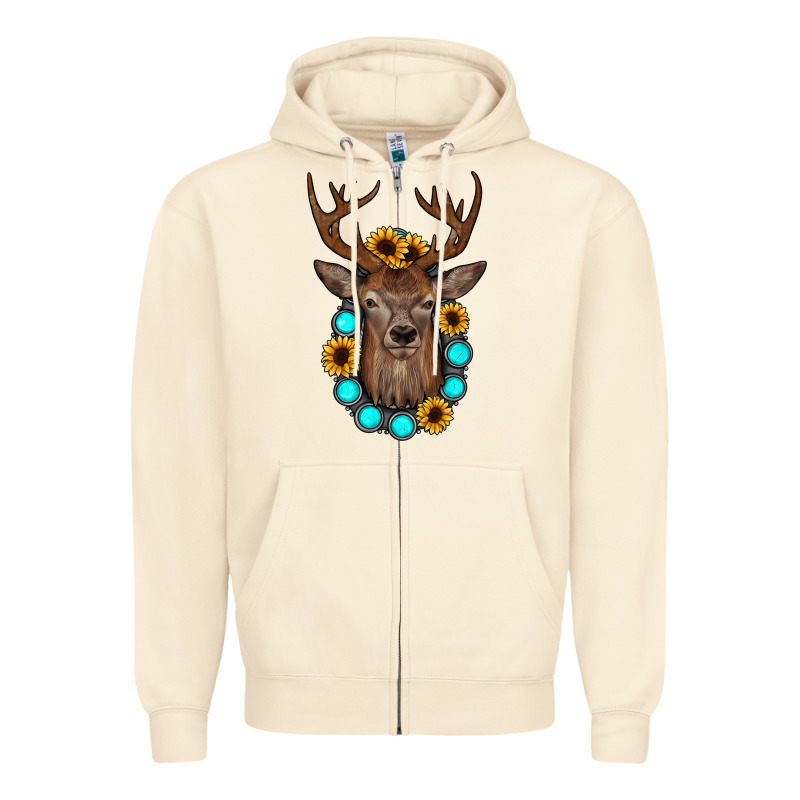 Deer Gemstone Sunflower Zipper Hoodie by JahusDesignShop | Teevron