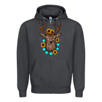 Smoke deer gemstone sunflower Zipper Hoodie - JahusDesignShop