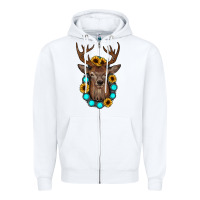 White deer gemstone sunflower Zipper Hoodie - JahusDesignShop