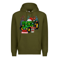 Army Green farm tractor christmas Premium Hoodie - MaliasSmallBusiness