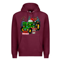 Burgundy farm tractor christmas Premium Hoodie - MaliasSmallBusiness