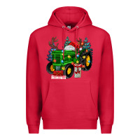 Cardinal farm tractor christmas Premium Hoodie - MaliasSmallBusiness
