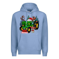 Colony Blue farm tractor christmas Premium Hoodie - MaliasSmallBusiness