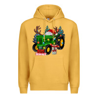 Mustard farm tractor christmas Premium Hoodie - MaliasSmallBusiness
