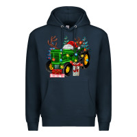 Navy farm tractor christmas Premium Hoodie - MaliasSmallBusiness