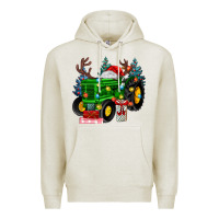 Oatmeal Heather farm tractor christmas Premium Hoodie - MaliasSmallBusiness