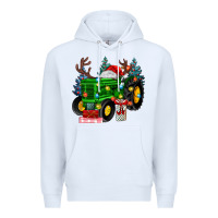 White farm tractor christmas Premium Hoodie - MaliasSmallBusiness