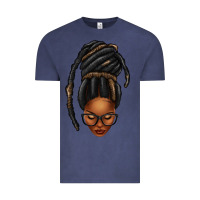 Vintage Denim afro woman faux jumbo locs Vintage Tee - texasbilliewilder