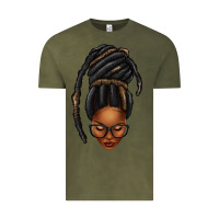 Vintage Olive afro woman faux jumbo locs Vintage Tee - texasbilliewilder