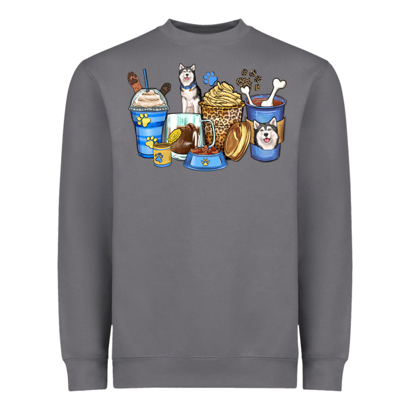 Siberian Husky Coffee Cups Heavyweight Sweatshirt by Zillion Design Studio | Teevron