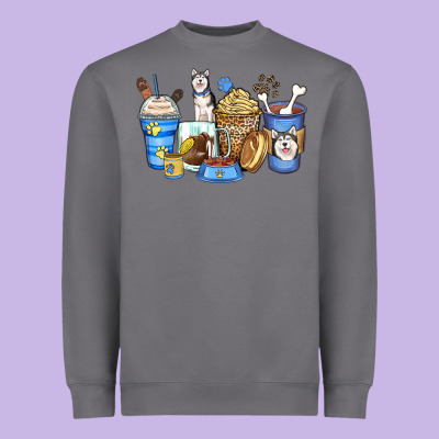 Siberian Husky Coffee Cups Heavyweight Sweatshirt Designed By Zillion Design Studio